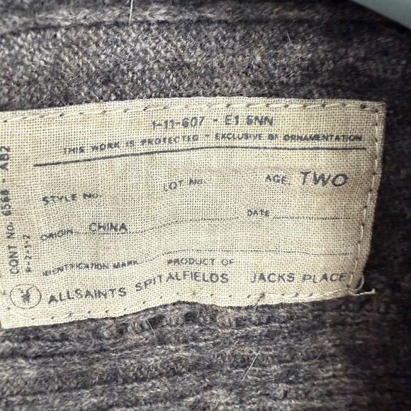 All Saints Crossover Neck Sweater Kids Sze 2Y Gray Lambswool Blend Kidcore - Picture 5 of 5